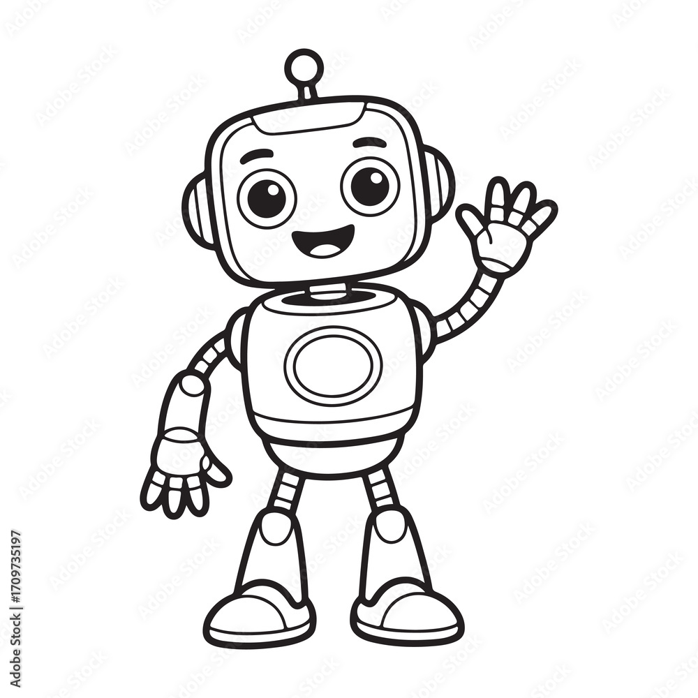 Obraz premium Cute Cartoon Coloring Pages for Kids – Black and White Line Art Illustration