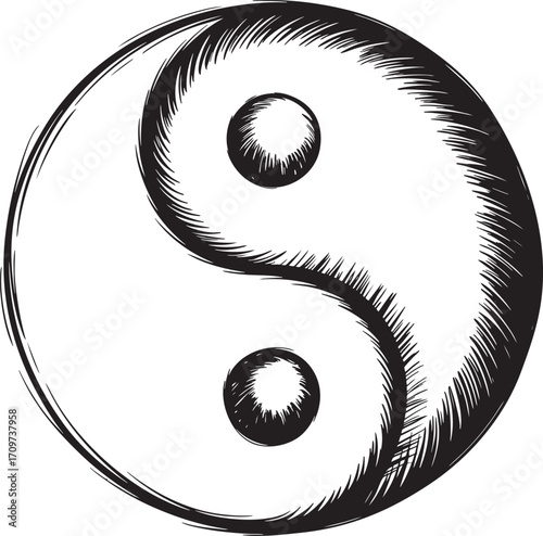 Vector art of Handdrawn yin yang symbol