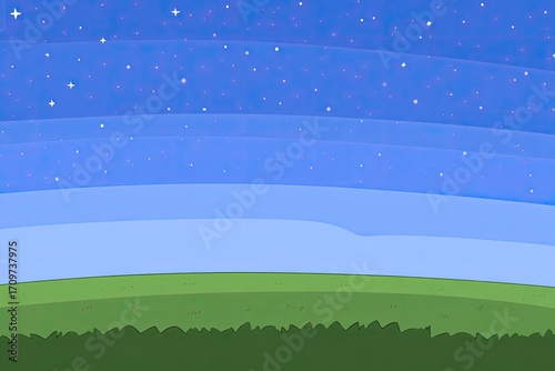 Night sky over a grassy plain