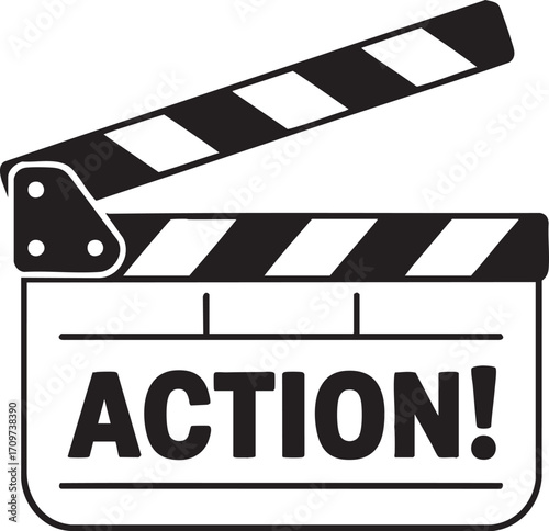Vector art of Clapperboard with the word action