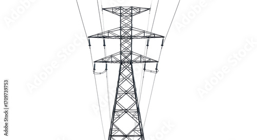 Konstfotografi Isolated Transmission Tower Electrical Pylon Infrastructure Steel Structure, Hig