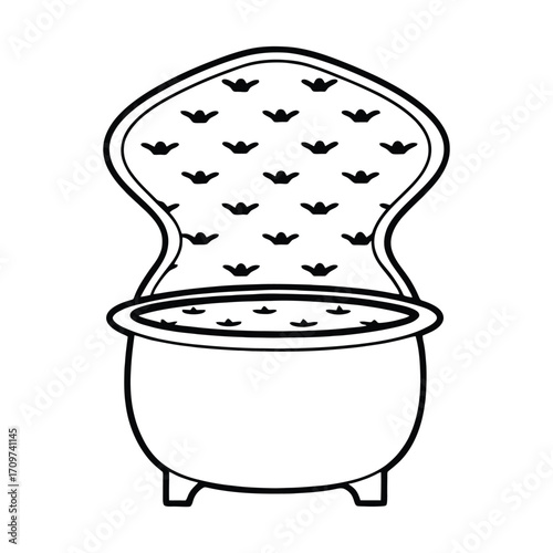 Witch's cauldron overflowing with swirling potion illustration vector graphic