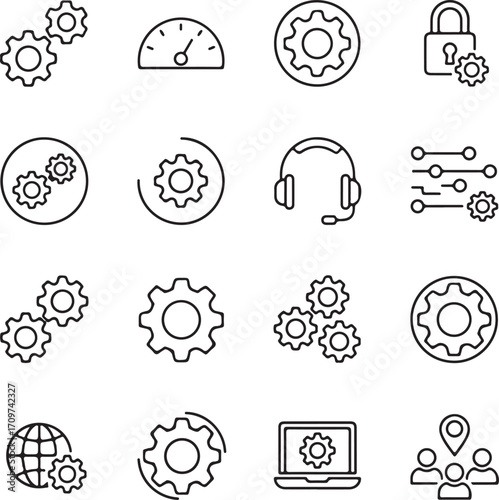 Gears and settings icons collection