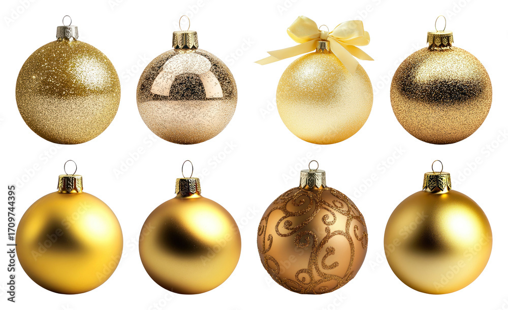 Elegant golden Christmas ornaments. Elegant golden Christmas ornaments.