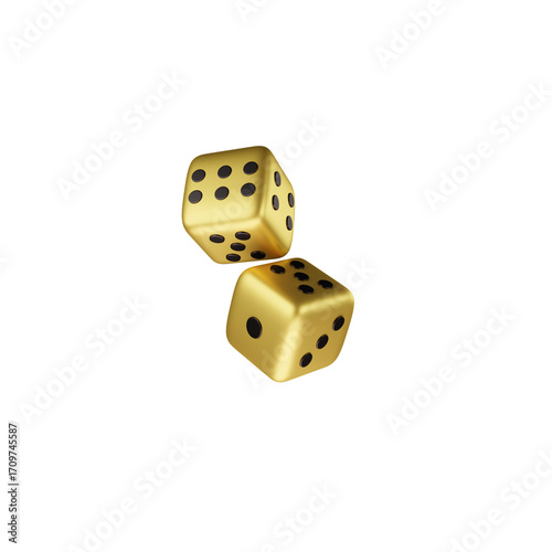 3d rendering gold dice icon
