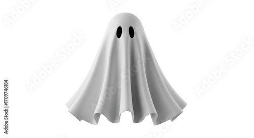 фотографія Isolated friendly Halloween ghost character with simple rounded shape and facial