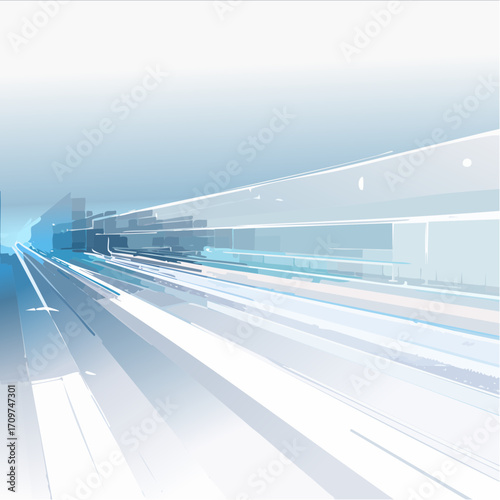 Dynamic Abstract Digital Flow Background for Modern Technology Concepts – Blue and White Futuristic Data Stream Visualization