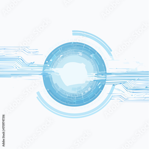 Abstract Technology Background Futuristic Circular Design with Circuit Lines