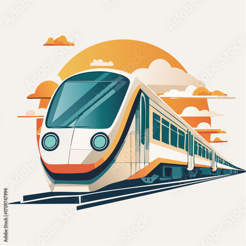 Modern High-Speed Train at Sunset A Journey of Innovation