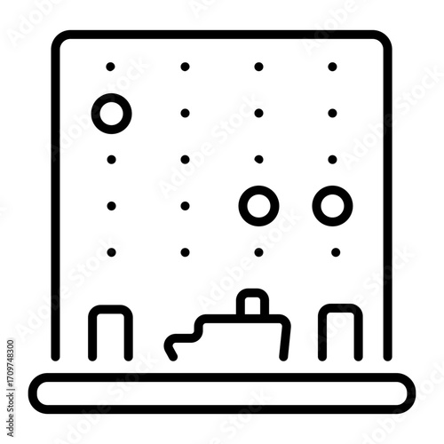 An outline style icon showing video game