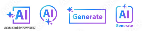  Artificial intelligence logo.AI generate icon set.Vector