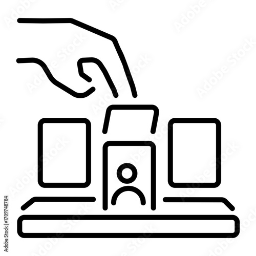 An outline style icon depicting guessing game