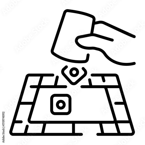 An outline style icon depicting liars dice