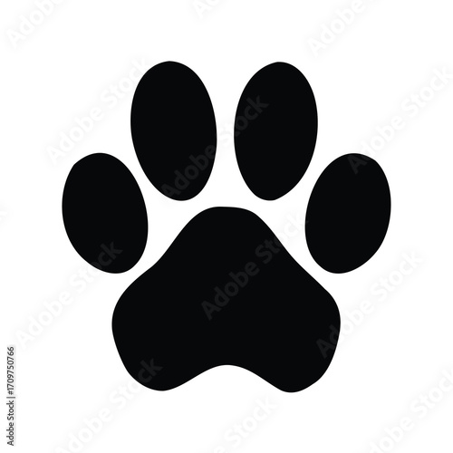 Black paw print on a white background ideal for pet lovers