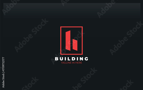 Letter b logo formed bulding symbol with simple and modern style