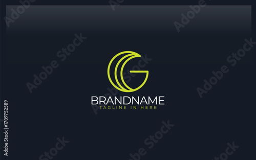 Letter G logo formed simple green line color