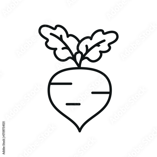 Beetroot icon in line style for farm, cooking, and healthy food visuals.