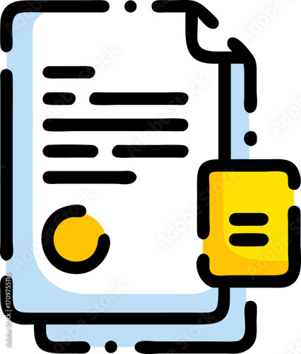 Contract Document with Attached Note Icon – Vector Graphic