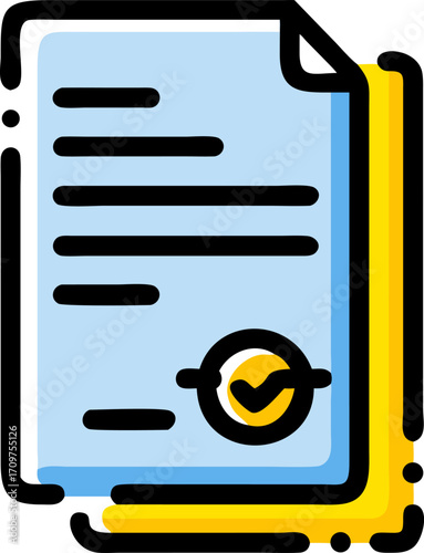 Official Document Icon with Approval Check Mark – Vector Illustration