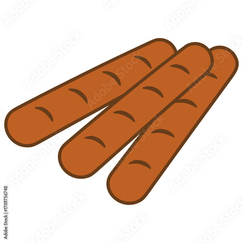 Frikandel Dutch meat sausage flat color vector illustration template design