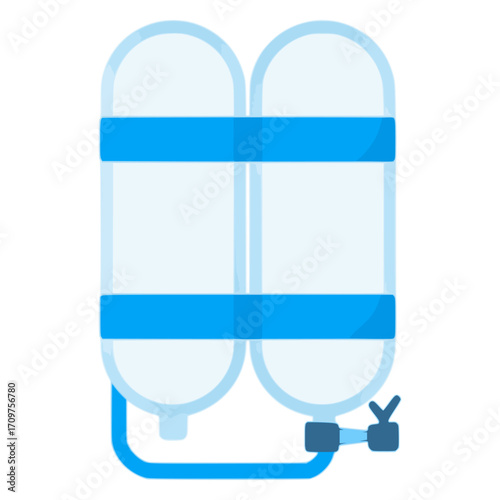 scuba oxygen cylinders flat color vector illustration template design