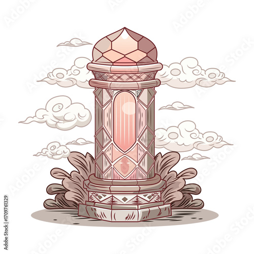 A flat style illustration showing moonstone pillar