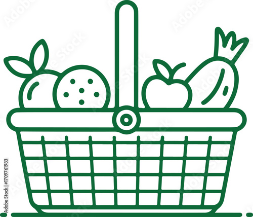 Green Line Art Fruit and Vegetable Basket fruit basket