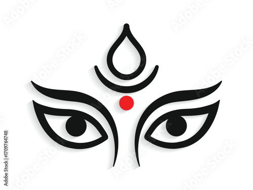 Maa Durga Trinayon In Durga puja held during Navaratri. Maha Durga shashthi, saptami, ashtami, navami, bijoya, Vijayadashami.