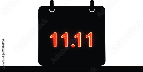 11.11 Singles Day Sale Neon Calendar Illustration – Big Discount Shopping Event for E-commerce, Promotions, and Global Online Deals
