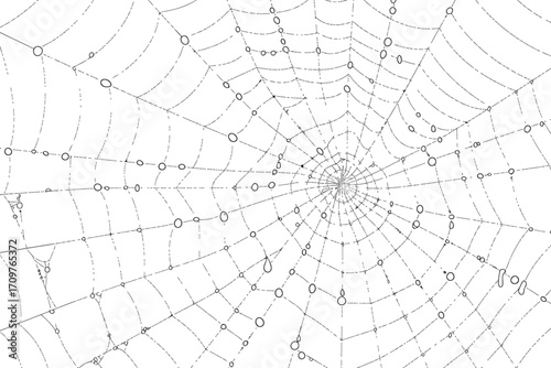 Morning Dew on Spider Web net isolated