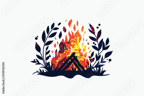 Spring Equinox Bonfire Celebration holiday isolated