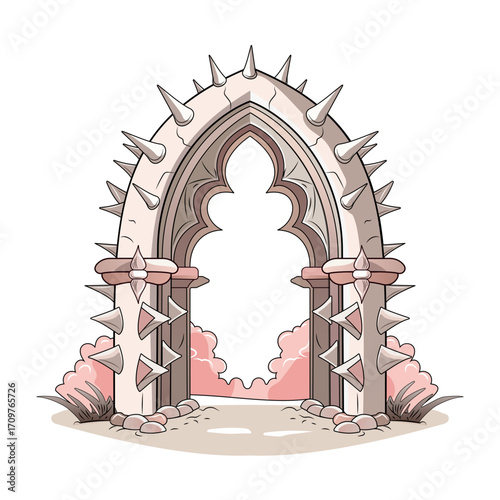 A flat style illustration showing thorny gate