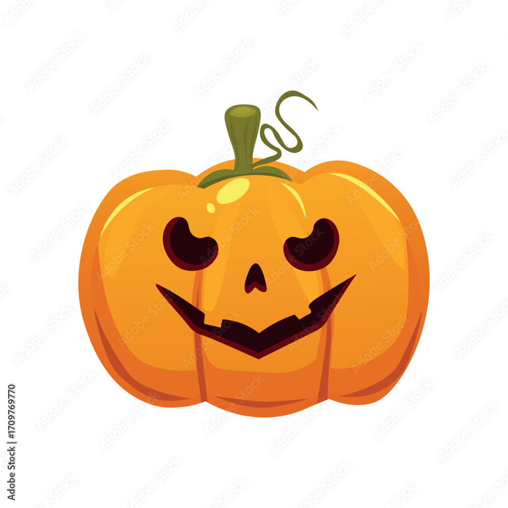 Fototapeta premium Orange pumpkin with smile for your Halloween design - Vector illustration