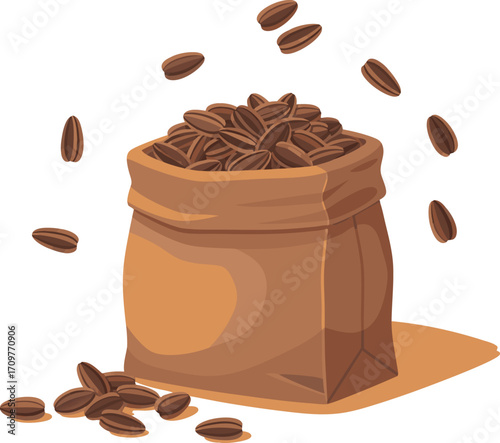 Bag of Sunflower Seeds Minimalist Illustration