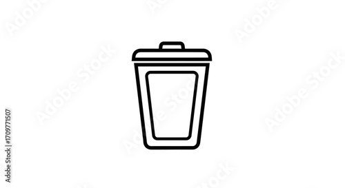 Simple line drawing of a trash can with a lid