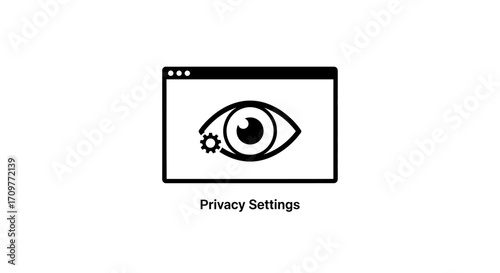Digital eye icon with gear represents privacy settings and data protection in technology