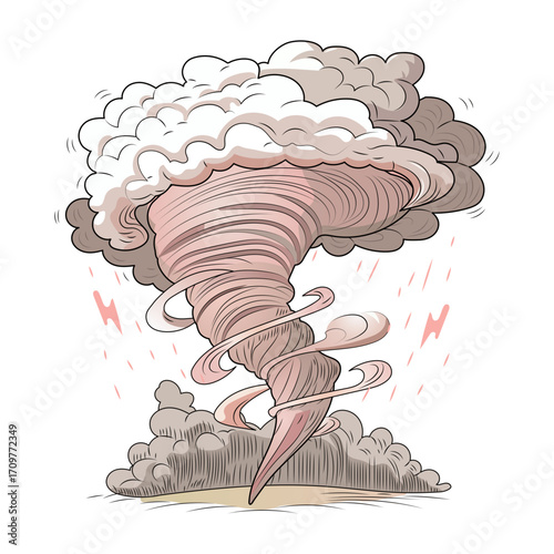 Flat style illustration denoting a tornado