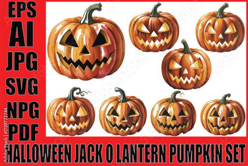 Halloween Jack O Lantern Pumpkin Set
