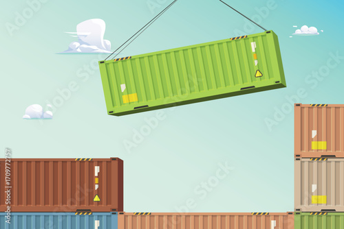 cargo container in a port on stack