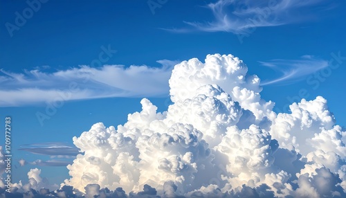 Fototapeta Naklejka Na Ścianę i Meble -  Cumulus clouds against a vibrant blue sky
