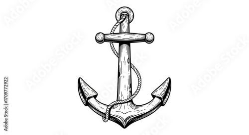 Classic nautical anchor illustration symbolizing stability and maritime adventure