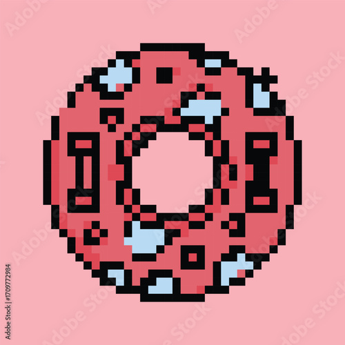 Pixel art vector themed summer with beach, sun, and fun activities elements.Pixel art vector themed summer with beach, sun, and fun activities elements.