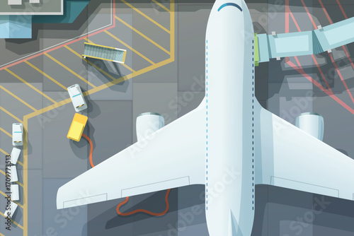 preparing airliner for a flight at terminal