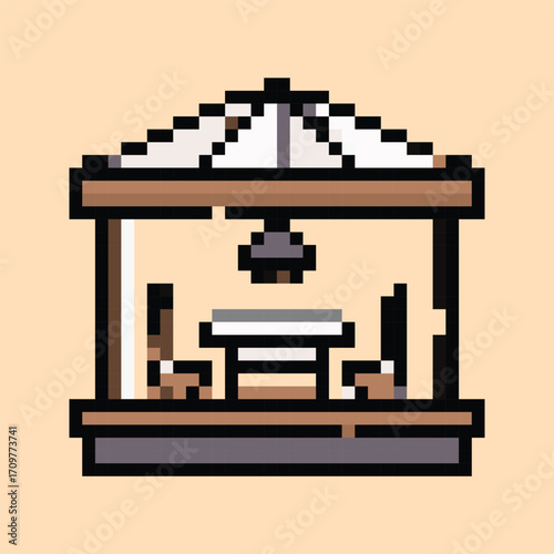 Pixel art vector themed summer with beach, sun, and fun activities elements.Pixel art vector themed summer with beach, sun, and fun activities elements.