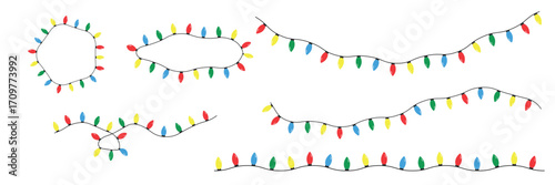 Vector illustration of a string of colorful holiday lights