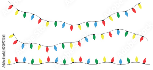 Vector illustration of a string of colorful holiday lights
