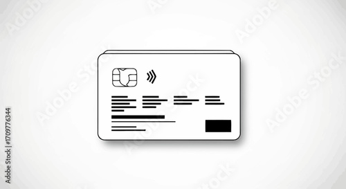 Modern contactless credit card with chip and NFC symbol for secure payments