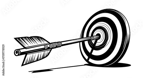 Arrow hitting the bullseye of a target, symbolizing achievement and precision.