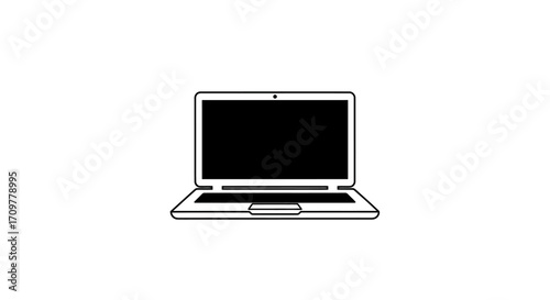 Modern laptop computer open and ready for use on a clean white background