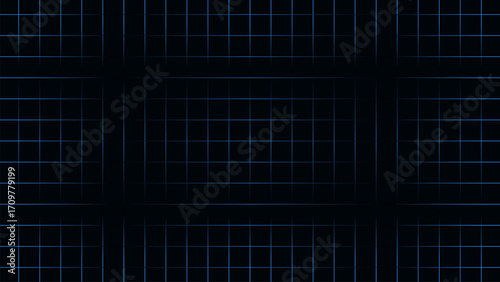 Abstract dark blue grid pattern background with glowing lines and squares